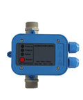 Top view of blue 110V Automatic Electronic Switch Control Pressure Controller for pumps and water systems with dry run protection.