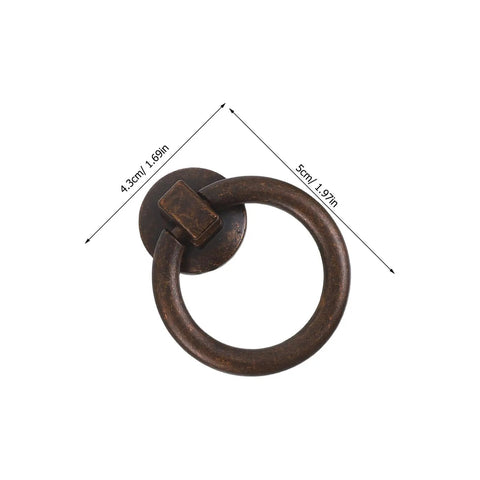 Two Pack Vintage Drop Ring Drawer Pulls In Antique Bronze For Dresser Cabinets And Doors Retro Cabinet Knobs And Handles For Classic Furniture Hardware, showing a single pull with dimensions