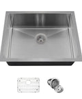 ADA1823 3/4 Inch Radius Stainless Steel Sink With Grid And Basket Strainer, 18 Gauge 304 Grade, Single Bowl, Modern Kitchen Workhorse