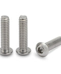 Premium 304 Stainless Steel Button Head Socket Cap Screws 10-24 x 3/4 Inch Drive Bolts Rust Free Low Profile Hardware from various angles.