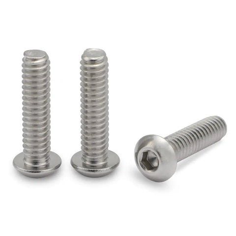 Premium 304 Stainless Steel Button Head Socket Cap Screws 10-24 x 3/4 Inch Drive Bolts Rust Free Low Profile Hardware from various angles.