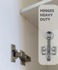 Stainless Steel Soft Close Cabinet Hinges 4 Pack, Quiet Dampers For Kitchen And Bathroom Cabinet Doors installed on a frameless cabinet.