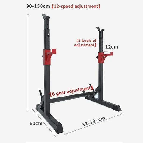 All In One Home Gym Squat Rack And Dip Stand With Barbell And Dumbbell Storage Heavy Duty Weightlifting Rack dimensions shown