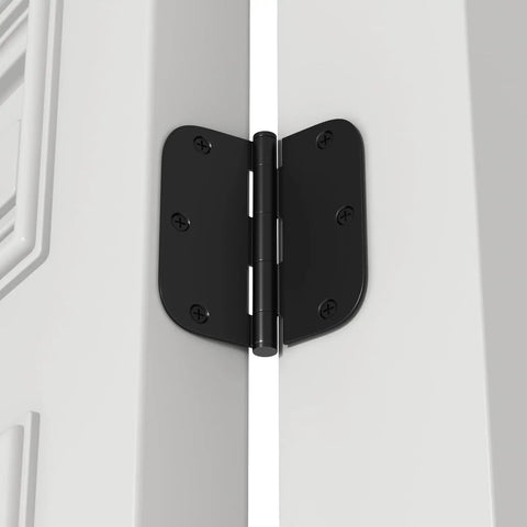 Heavy Duty Black Matte Door Hinges Set With Removable Pin 3.5 Inch 6 Pack Smooth Quiet Opening for Interior and Exterior Doors