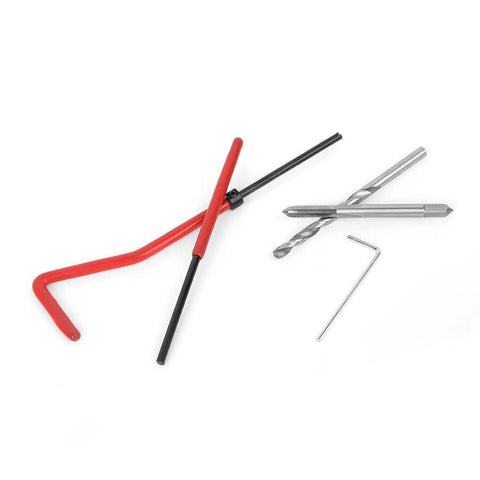Thread Repair Insert Kit M4 25 Pcs Set In Plastic Box for Damaged Threads in Steel Iron Aluminum with repair tools on white background