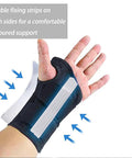 Wrist Brace For Carpal Tunnel Relief, Night Sleep Support For Right Or Left Hand, Adjustable Straps, black brace with splints
