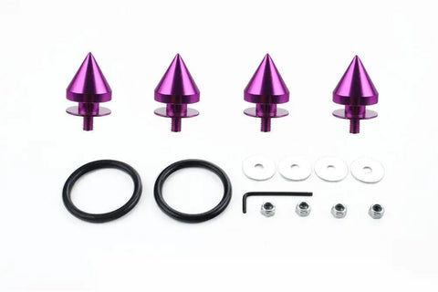 Spike JDM Style Quick Release Fasteners For Bumpers Trunk Lids And Fenders Purple Aluminum 6061 T6 Built For Easy Removal