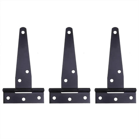 Three 4-inch T-shape hinges from 12 Pack 4 Inch T Shape Hinges Built To Last Heavy Duty Rustproof Iron Gate And Door Hardware With Six Screw Holes