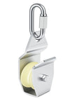 Top Shelf Heavy Duty Crab Pot Retrieval Kit With Marine Grade 304 Stainless Steel Davit Bracket and High Capacity Low Drag Pulley, close-up of swivel sheave.
