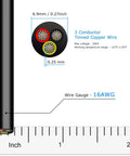 16 Gauge 3 Conductor Low Voltage Wire 65.6 Ft Black PVC Jacket 16 AWG Tinned Copper 3 Wire Cable Flexible Extension Cord