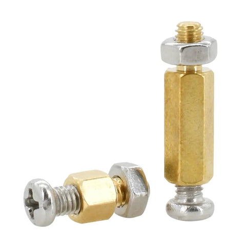 Brass Board Rack Stud Kit With Hex Spacers And M3-M6 Threaded Nuts For PC Motherboard Mounts 28mm Cap Includes Brass And 304 Stainless Steel Nuts 5Pcs Easy Hot Melt Knurl Inserts For DIY Electronics, brass spacer stud set
