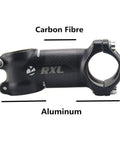Ultra Lightweight Carbon Fiber Bike Stem 31 8mm Clamp 60mm Length 6 Degree Rise Road and Mountain Bike Compatible Matte 3K Finish Hybrid Carbon and Aluminum Build Red and Black Color close-up showing materials