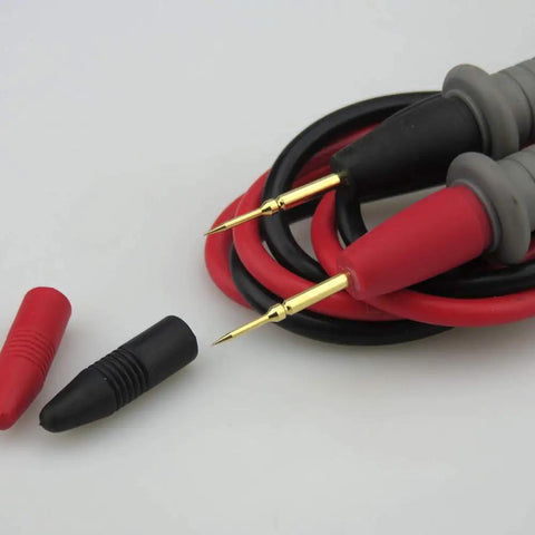 Ultra Sharp Multimeter Probe Leads Kit with gold plated test probes, 90 cm banana plug pins, red and black cable, 1000V CAT III, 20A.