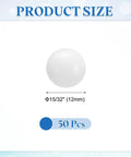 Fifty Piece 12mm Pom Plastic Bearing Balls Built For Slick Performance And Zero Friction Glide To Make Drawer Repairs A Cinch While Keeping Heavy Loads Rolling Smoothly, showing single white ball with size.