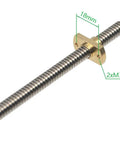 365mm T8 Lead Screw With 2mm Lead And Brass Nut Z Axis Upgrade Kit for Ender 3 V2 Neo, showing stainless steel shaft and flange mount.