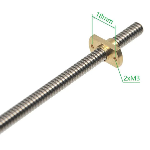 365mm T8 Lead Screw With 2mm Lead And Brass Nut Z Axis Upgrade Kit for Ender 3 V2 Neo, showing stainless steel shaft and flange mount.