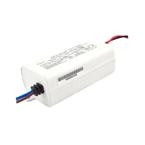 Compact 16W 24V Ac Dc Switching Power Supply With Class 2 Lps Safety Rating For Led Strips And Control Units side view showing terminals.