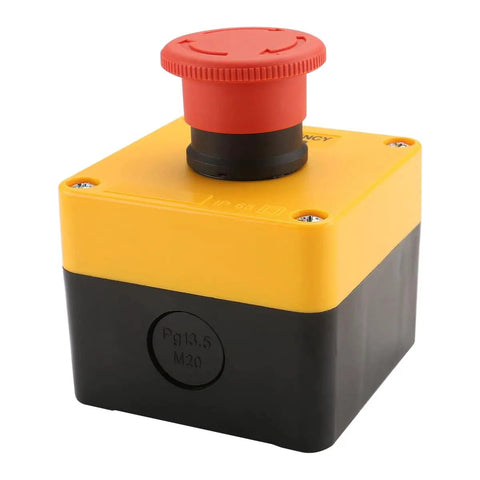 Emergency Stop Switch With Enclosure 660V 10A Red Mushroom Push Button 1NO 1NC IP65 Rugged Weatherproof Surface Mount E Stop Station