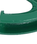 Close-up of the curved edge of the Solid As A Rock Manual Pipe Bender with heavy gauge cast iron frame.