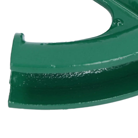 Close-up of ACOGEDO Manual Pipe Bender Compact Cast Iron Tube Former, green cast iron guide for bending pipes.