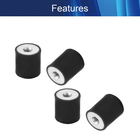 Set Of Four M6 Rubber Vibration Isolators 25x25mm Mounts With M6 Thread For Quiet Operation On Mini Split Systems Water Pumps Diesel Engines Harvesters And Generators Heavy Duty Anti Vibration Absorbers, four black rubber mounts