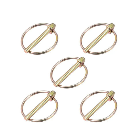 Linch Pin With Ring Set for Boat Trailers and Tractors, Assorted Sizes 5x40mm 6x45mm 8x50mm 10x45mm, Durable Carbon Steel Dowel Pins Kit, Easy Install, Minimal Play, Heavy Duty Hardware, five ring pins