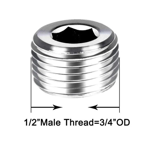 1/2 male thread plug from 12 Piece Stainless Steel Heavy Duty Male Thread Internal Hex Head Pipe Plug Fittings Set 1/2 NPT Two, 3/8 NPT Two, 1/4 NPT Four, 1/8 NPT Four For Plumbing And Piping Systems