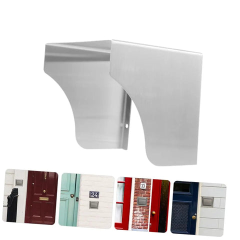 No Sweat Straight Up Weatherproof Doorbell Hood Plus Splashproof Outdoor Electrical Outlet Protector To Safeguard Ev Charger And Access Control Box Rain Or Shine Packs Of Four, sleek silver doorbell hoods.