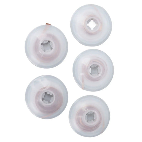 5 Piece Solder Wick Set For Electronics Repair, Alloy Copper Desoldering Braid In 1.5mm To 3.5mm Widths, top view of spools