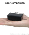 Hella Durable Abs Project Box 5 Pack Small Electrical Junction Enclosure For Pcb Projects And Hobby Builds No Hassle Snap Lid Dustproof Housing Quick Assembly 2 8 X 1 7 X 0 9 Inch Black shown in hand for size comparison.