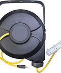 Retractable Cord Reel With 50 Foot 12 Gauge 3 Wire SJTW Cord Locking Auto Retract Power Light Indicator Heavy Duty Extension Reel