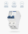 Front view of DC Miniature Circuit Breaker 2 Pole 1000V 63A Isolator For Solar PV System with Thermal Magnetic Trip.