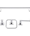 Yorke 5-Piece All-In-One Bathroom Set With Chrome Finish And Clear Glass Empire Shade Vanity Lights Includes Towel Bar Towel Ring Robe Hook And Toilet Paper Holder