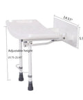 Wall Mounted Shower Chair With Easy Fold Away Design For Adults Adjustable Legs Space Saving Bath Seat That Folds Against The Wall