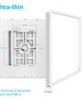 Dimensions of the 12 Inch LED Ceiling Light Flush Mount 24W 5000K Daylight White 3200LM Bright Square LED Ceiling Light.