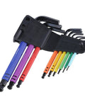 Kick Up Your Gear Game With This 9Pcs Long Arm Hex Key Set Featuring Durable Hardened Steel L Shape Wrenches That Crush Tough Jobs Without Breaking Or Slipping For Serious Repair Pros And DIY Whizzes Alike., 9-piece hardened steel L-shaped hex key set in storage holder