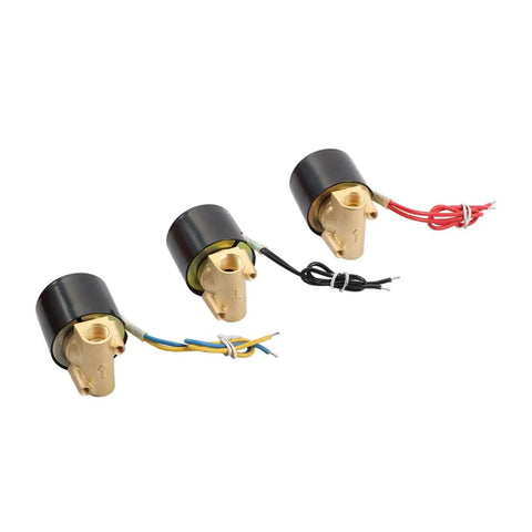 Brass 12 Volt Solenoid Valve For Water And Air Control With Female Thread Switch Magnetic Inlet Coil DC Power For Quick Home Auto Repair, three valves with wires.