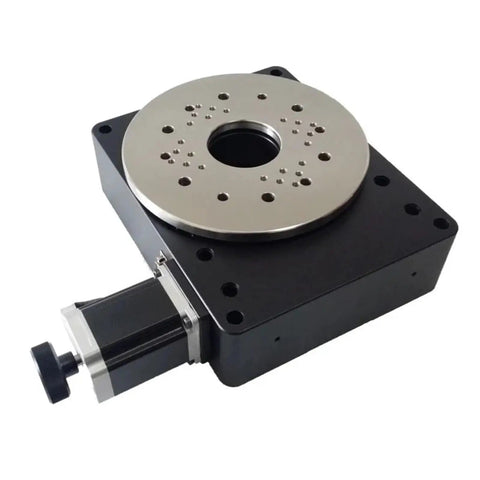 Heavy Duty Top Shelf 100Mm Rotary Turntable With 0.02 Precision Stepping Motor Drive And 360 Degree Worm Gear Indexing Platform