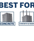 Image showing concrete block and concrete with rebar, best for SDS-Max Speed-X Carbide Rotary Hammer Bit For Concrete Drilling, 2 In X 23 In