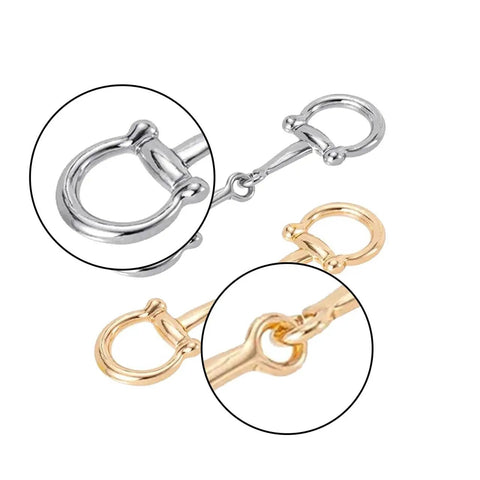4 Piece Horse Bit Buckle Set In Silver And Gold D Ring Snaffle Bit Connectors Double Silk Scarf Ring For Womens DIY Jewelry And Shoe Decor