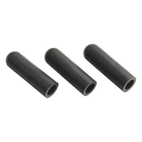 105 Pc Assorted Rubber Vacuum Cap Kit Perfect For Auto Repair Jobs With Fuel Lines And Hose End Covers In 9 Precise Sizes From 3/16 To 3/8 Inches Made Durable Nitrile Rubber Fits Most Cars Smooth Fit No Leaks Guaranteed. Three black nitrile vacuum caps on white background.