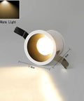iumLeap Recessed Lighting Housing Trim Kits LED Spotlight Commercial/Home Recessed Downlight Ultra Bright Creative Aluminum Panel Ceiling Lights for Gallery Exhibition,White-Warm Light, showing 8W warm light beam.