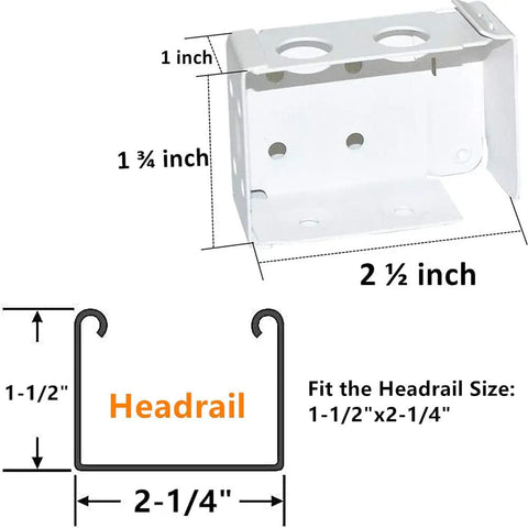 Rock Solid White Box Mount Brackets For Low Profile Horizontal Blinds Fits 2 Inch Square Headrail Dead Simple Window Treatment Hardware dimensions and design.