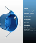 1 Gang PVC Round Ceiling Electrical Box 4 Inch Diameter With Grounding Lug And Screw No Fuss Quick Install New Work 20 Cubic Inch ETL Rated