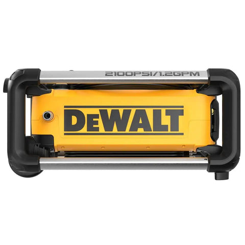 Heavy Duty Pressure Washer 2100 PSI At 1.2 GPM With Bright Yellow Body on black frame, side view
