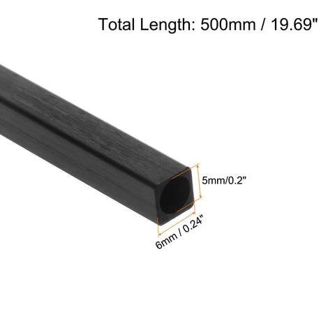 Carbon Fiber Square Tube 6x5x500mm Pultruded Tubing For RC Airplanes Drones Helis Sailboats And Kite Spars close-up view