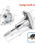 Universal T Handle Vending Machine Lock With Keys, Heavy Duty Zinc Plated Hardware, Includes 3 Keys, product measurements shown