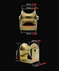 Side view of U Groove Rigid Track Wheel for Sliding Gates, Heavy Duty Barn Door Casters with Bracket, dimensions shown.