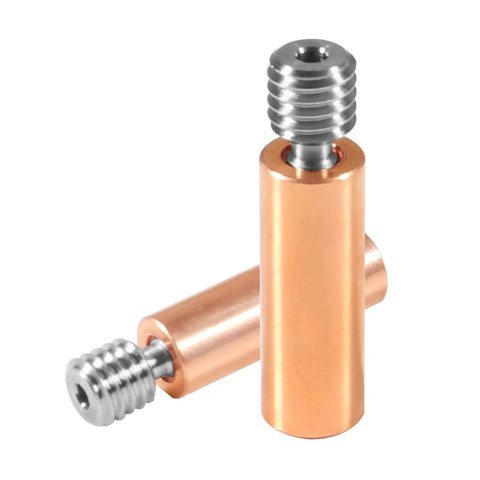 All Metal Bimetal Heatbreak Copper Titanium TC4 Throat for Creality CR 10 Hotend, showing two units for high temperature printing stability