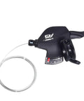 Right Hand 9 Speed Trigger Shifter Lever For Shimano And SRAM Bikes with thumb button, black, side view, CNC crafted